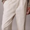 Pantaloni plisați din amestec de in, cu talie elastică Pantaloni plisați din amestec de in, cu talie elastică