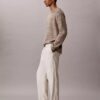 Pantaloni plisați din amestec de in, cu talie elastică Pantaloni plisați din amestec de in, cu talie elastică
