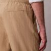 Pantaloni plisați din amestec de in, cu talie elastică Pantaloni plisați din amestec de in, cu talie elastică