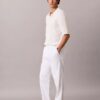 Pantaloni plisați din amestec de in, cu talie elastică Pantaloni plisați din amestec de in, cu talie elastică