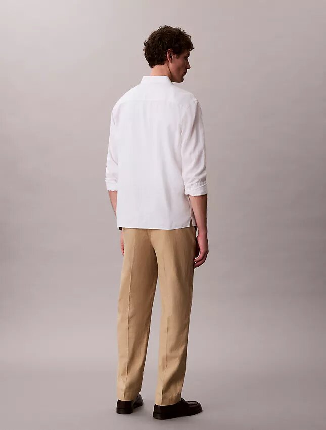 Pantaloni plisați din amestec de in, cu talie elastică Pantaloni plisați din amestec de in, cu talie elastică