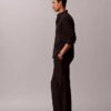 Pantaloni plisați din amestec de in, cu talie elastică Pantaloni plisați din amestec de in, cu talie elastică