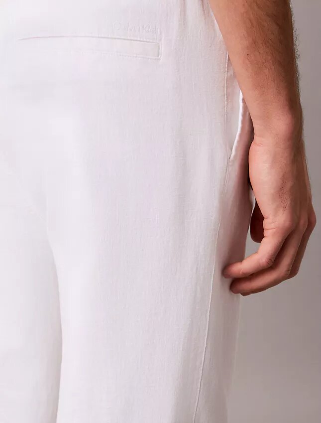 Pantaloni plisați din amestec de in, cu talie elastică Pantaloni plisați din amestec de in, cu talie elastică