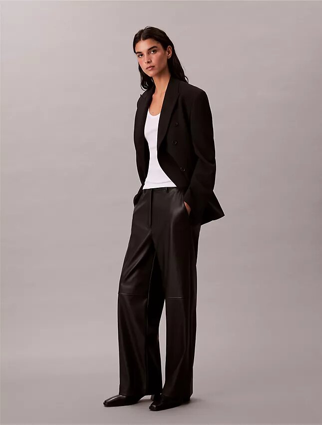 Pantaloni relaxați din imitație de piele Pantaloni relaxați din imitație de piele
