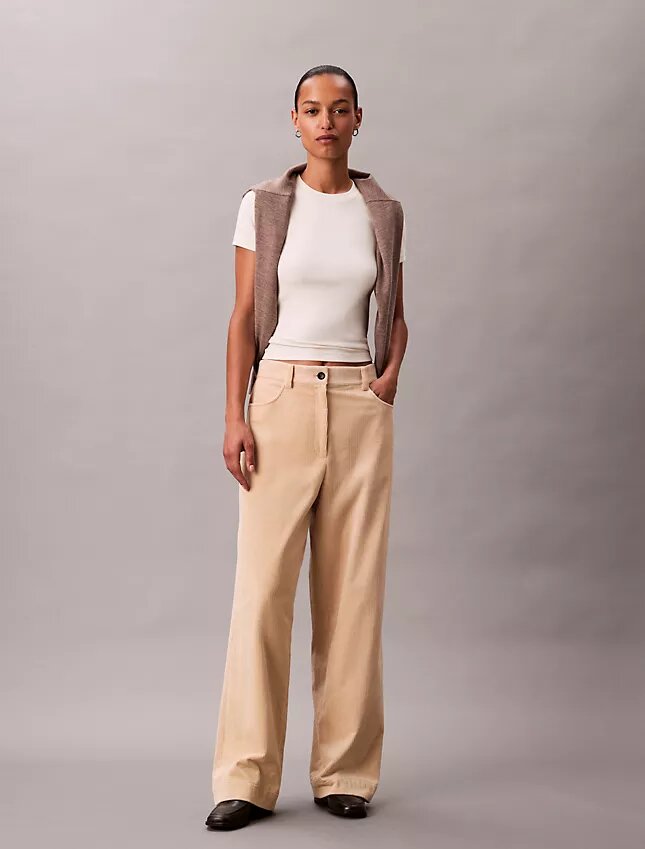 Pantaloni relaxați din velur Pantaloni relaxați din velur