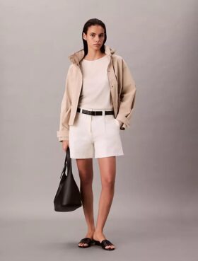 Pantaloni scurți bermuda din Cotton Stretch cu pliuri