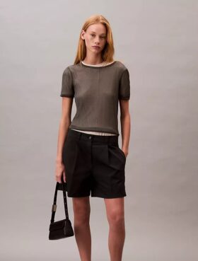 Pantaloni scurți bermuda din Cotton Stretch cu pliuri