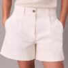 Pantaloni scurți bermuda din Cotton Stretch cu pliuri Pantaloni scurți bermuda din Cotton Stretch cu pliuri