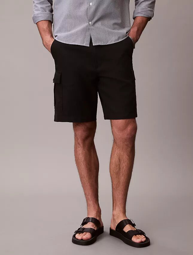 Pantaloni scurți cargo din amestec de in Pantaloni scurți cargo din amestec de in