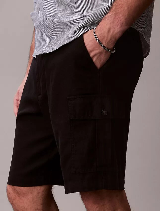 Pantaloni scurți cargo din amestec de in Pantaloni scurți cargo din amestec de in