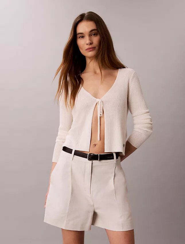 Pantaloni scurți croiți din amestec de in Pantaloni scurți croiți din amestec de in