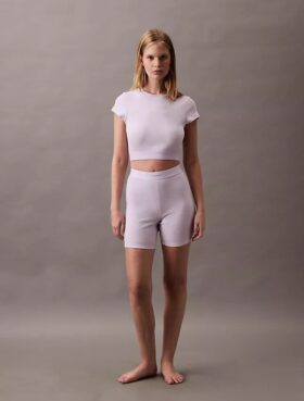 Pantaloni scurți de ciclism din Cotton Stretch cu nervuri