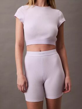 Pantaloni scurți de ciclism din Cotton Stretch cu nervuri