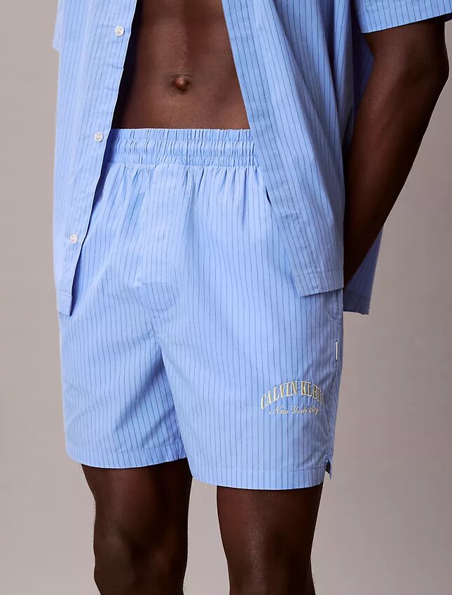Pantaloni scurți de dormit din poplin clasic de bumbac Pantaloni scurți de dormit din poplin clasic de bumbac