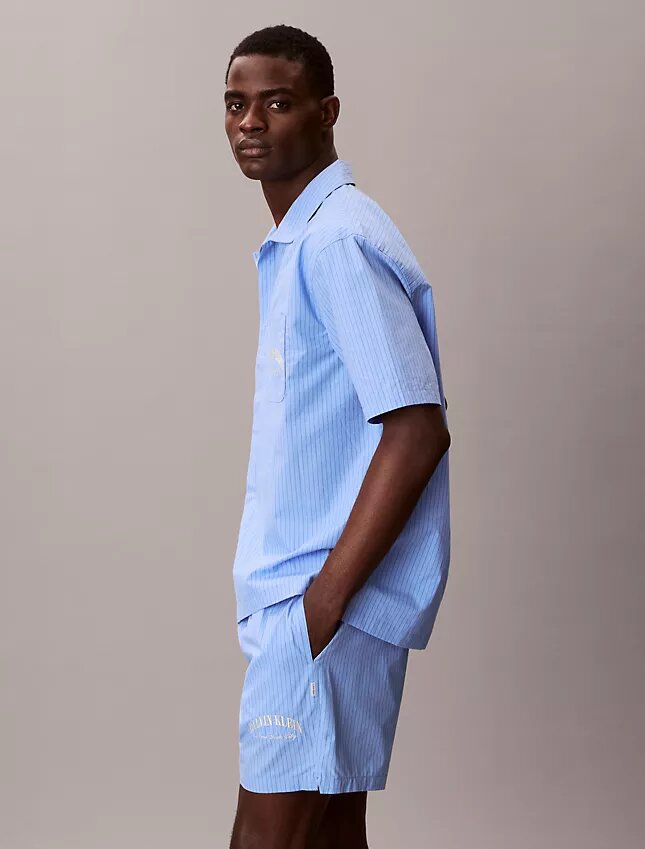 Pantaloni scurți de dormit din poplin clasic de bumbac Pantaloni scurți de dormit din poplin clasic de bumbac