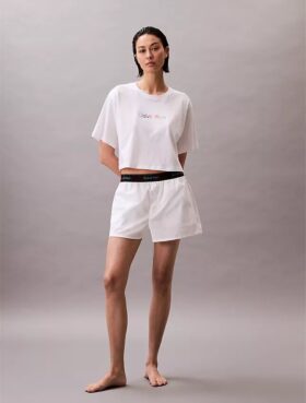 Pantaloni scurți de dormit din poplin cu logo Pride