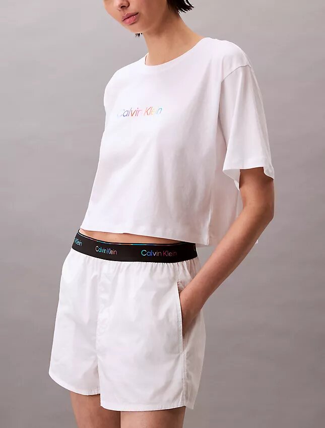 Pantaloni scurți de dormit din poplin cu logo Pride Pantaloni scurți de dormit din poplin cu logo Pride