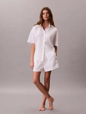 Pantaloni scurți de dormit din poplin de bumbac