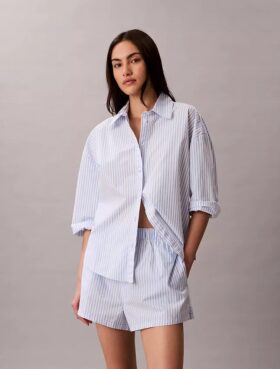 Pantaloni scurți de dormit din poplin de bumbac