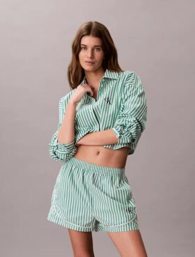 Pantaloni scurți de pijama din poplin de bumbac