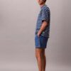 Pantaloni scurți din denim cu amestec de in, cu talie elastică Pantaloni scurți din denim cu amestec de in, cu talie elastică