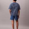 Pantaloni scurți din denim cu amestec de in, cu talie elastică Pantaloni scurți din denim cu amestec de in, cu talie elastică