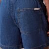 Pantaloni scurți din denim cu amestec de in, cu talie elastică Pantaloni scurți din denim cu amestec de in, cu talie elastică