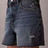 Pantaloni scurți din denim cu talie înaltă Pantaloni scurți din denim cu talie înaltă