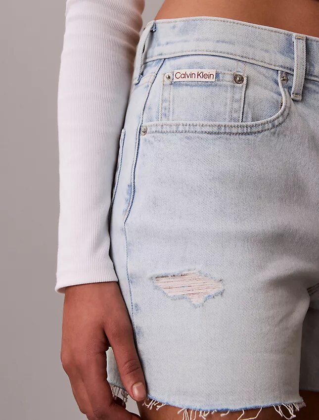 Pantaloni scurți din denim cu talie înaltă Pantaloni scurți din denim cu talie înaltă
