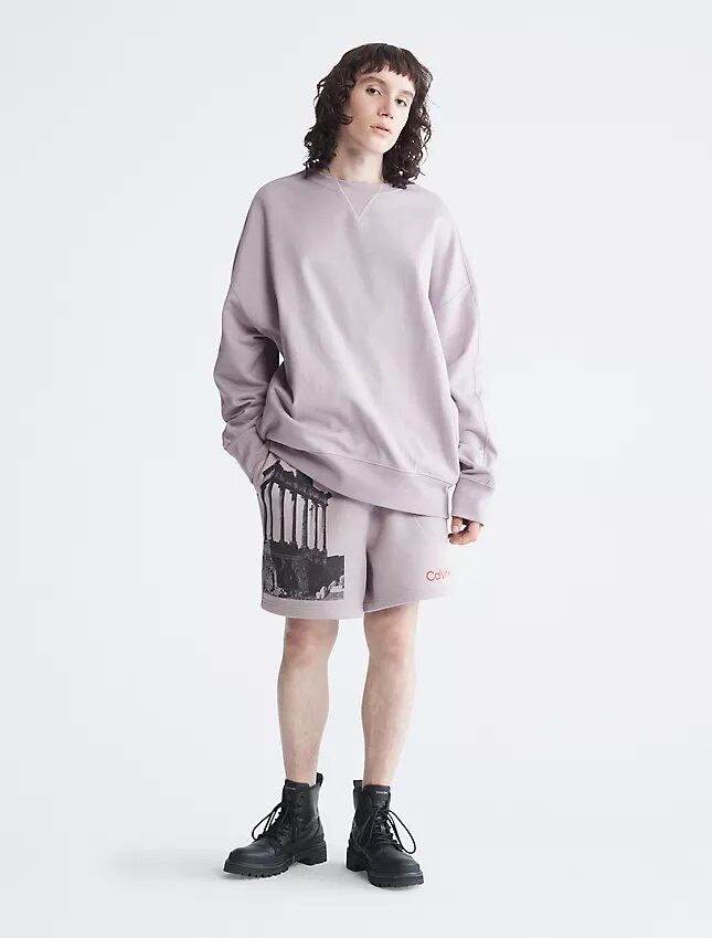 Pantaloni scurți din fleece cu imprimeu grafic Standards Ruins Pantaloni scurți din fleece cu imprimeu grafic Standards Ruins