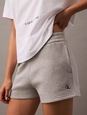 Pantaloni scurți din fleece cu logo arhivă