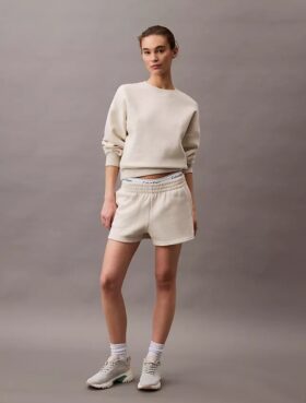 Pantaloni scurți din fleece cu logo de arhivă