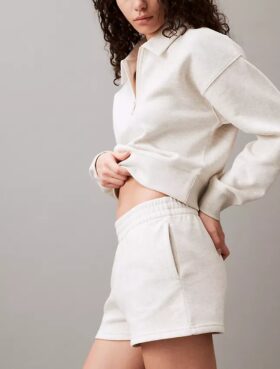 Pantaloni scurți din fleece cu logo de arhivă