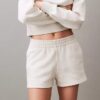 Pantaloni scurți din fleece cu logo de arhivă Pantaloni scurți din fleece cu logo de arhivă