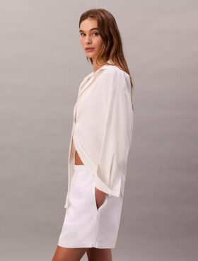 Pantaloni scurți din in și bumbac, fără nasturi