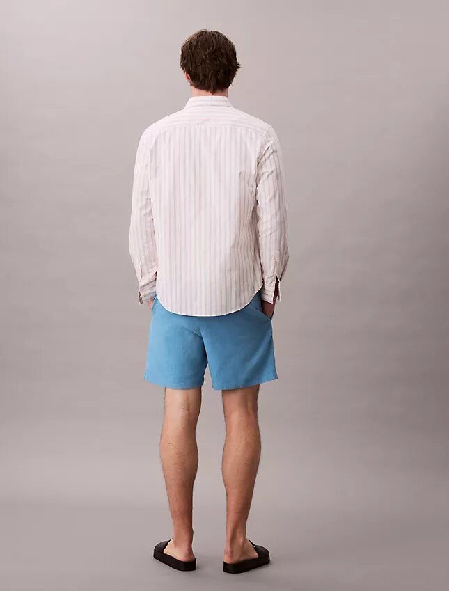 Pantaloni scurți din in și bumbac, fără nasturi Pantaloni scurți din in și bumbac, fără nasturi