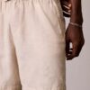 Pantaloni scurți din in și bumbac, fără nasturi Pantaloni scurți din in și bumbac, fără nasturi