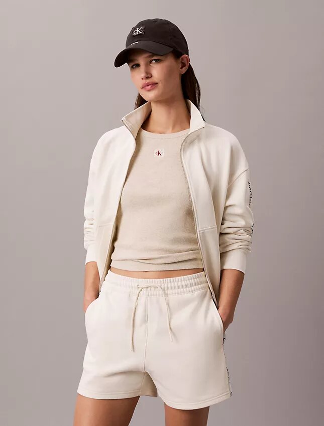 Pantaloni scurți din material frotir cu bandă cu logo Pantaloni scurți din material frotir cu bandă cu logo