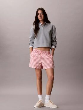 Pantaloni scurți din poplin de bumbac cu dungi