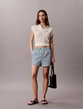 Pantaloni scurți din poplin de bumbac cu dungi