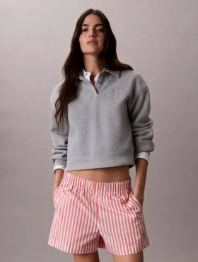 Pantaloni scurți din poplin de bumbac cu dungi