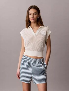 Pantaloni scurți din poplin de bumbac cu dungi