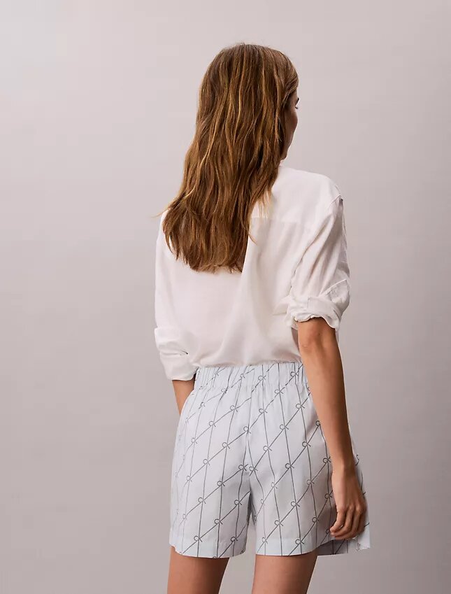 Pantaloni scurți din poplin de bumbac cu imprimeu Pantaloni scurți din poplin de bumbac cu imprimeu