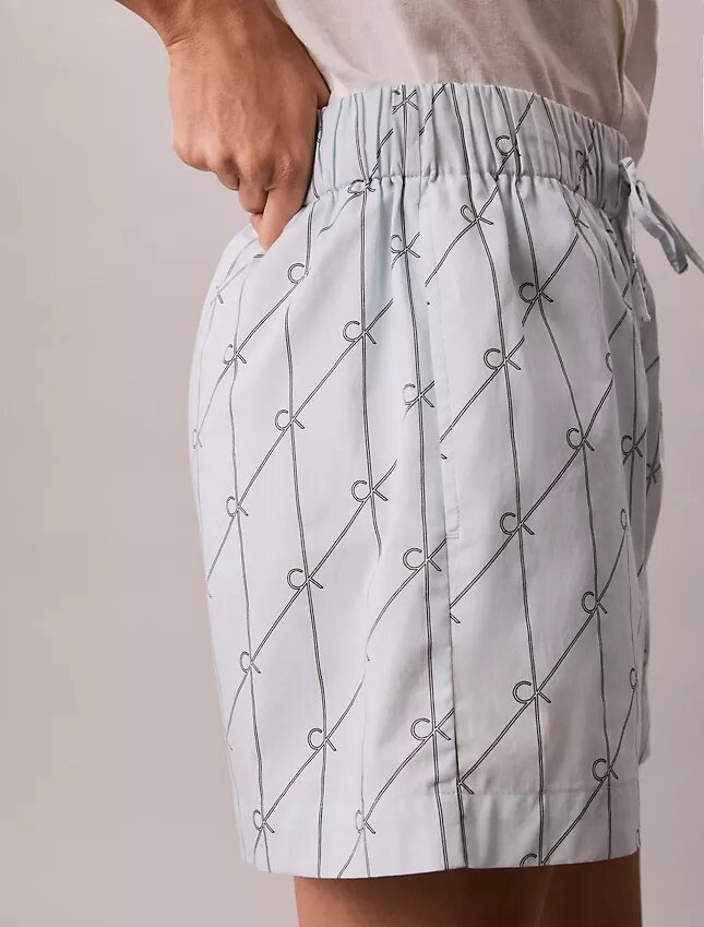 Pantaloni scurți din poplin de bumbac cu imprimeu Pantaloni scurți din poplin de bumbac cu imprimeu