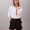 Pantaloni scurți din satin de bumbac Pantaloni scurți din satin de bumbac