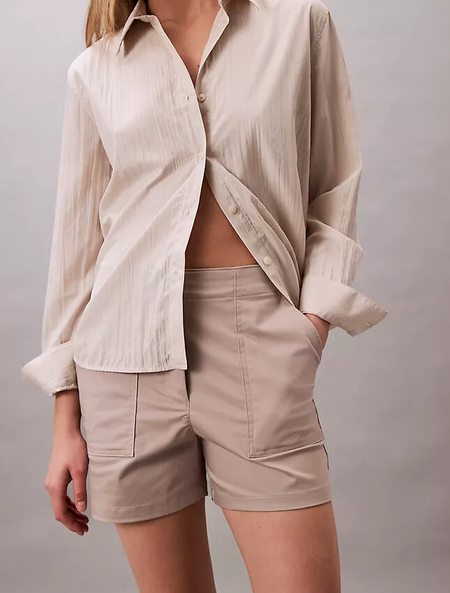 Pantaloni scurți din satin de bumbac Pantaloni scurți din satin de bumbac