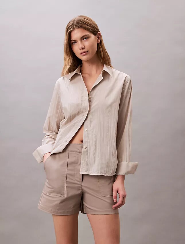Pantaloni scurți din satin de bumbac Pantaloni scurți din satin de bumbac