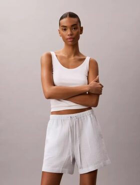 Pantaloni scurți din tifon dublu, cu talie elastică