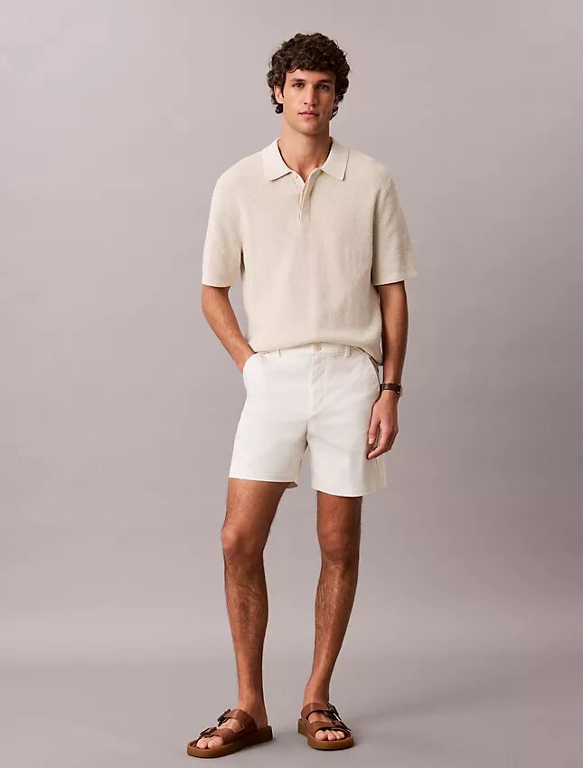 Pantaloni scurți drepți din Cotton Stretch Pantaloni scurți drepți din Cotton Stretch