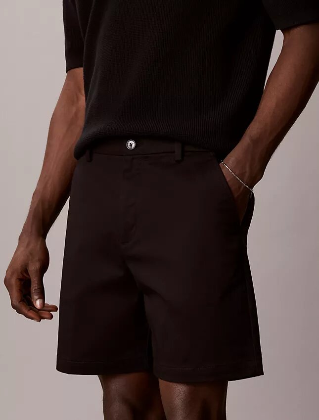 Pantaloni scurți drepți din Cotton Stretch Pantaloni scurți drepți din Cotton Stretch